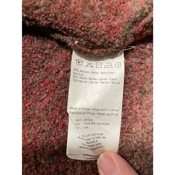 Yest Women's Size S Mirage Wool Blend Long Soft Cardigan Gray Maroon - Picture 9 of 9